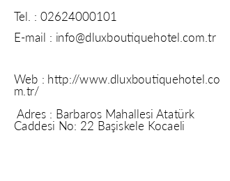 D'lux Boutique Hotel iletiim bilgileri