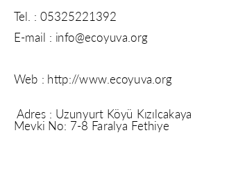Eco Yuva Faralya Hotel iletiim bilgileri