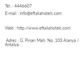Eftalia Aytur Hotel iletiim bilgileri