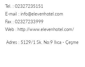 Eleven Hotel iletiim bilgileri