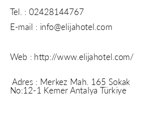Elija Hotel iletiim bilgileri