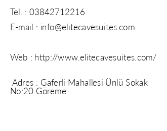 Elite Cave Suites iletiim bilgileri