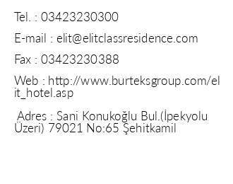 Elite Class Residence Apart Otel iletiim bilgileri