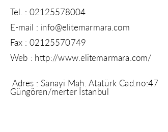 Elite Marmara Residence iletiim bilgileri