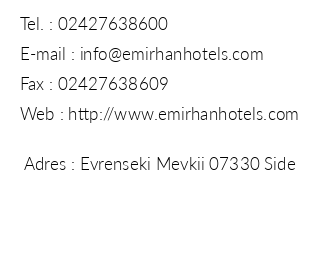 Emirhan Hotel & Spa iletiim bilgileri