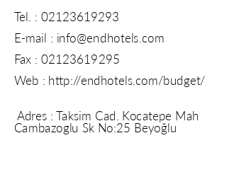 End Budget Taksim iletiim bilgileri
