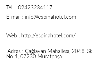 Espina Boutique Hotel iletiim bilgileri