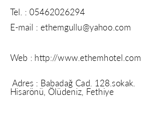 Ethem Hotel iletiim bilgileri