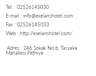 Exelans Hotel & Spa iletiim bilgileri