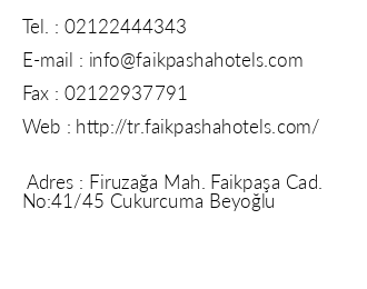 Faik Pasha Suites & Apart iletiim bilgileri