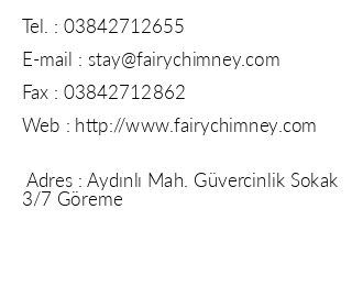 Fairy Chimney nn iletiim bilgileri