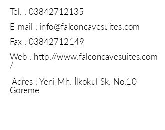 Falcon Cave Suites iletiim bilgileri