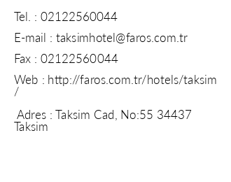 Faros Hotel Taksim iletiim bilgileri