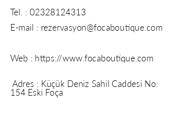 Foa Boutique Hotel iletiim bilgileri