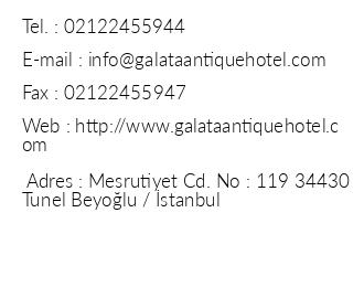 Galata Antique Hotel iletiim bilgileri