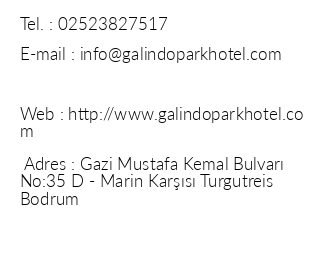Galindo Park Hotel iletiim bilgileri