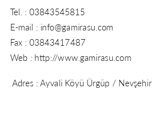 Gamirasu Cave Hotel iletiim bilgileri