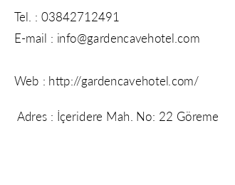 Garden Cave Hotel iletiim bilgileri