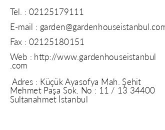 Garden House stanbul iletiim bilgileri