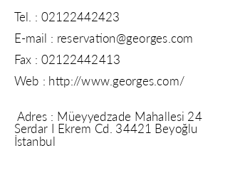 Georges Hotel Galata iletiim bilgileri