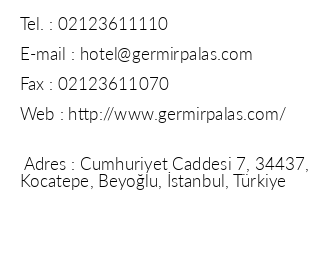 Germir Palas Hotel iletiim bilgileri