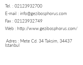 Gezi Hotel Bosphorus iletiim bilgileri