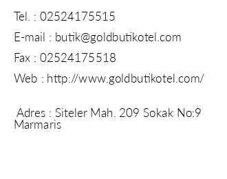 Gold Butik Hotel iletiim bilgileri