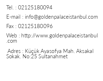 Golden Palace Hotel iletiim bilgileri