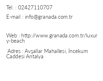 Granada Luxury Beach iletiim bilgileri