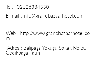 Grand Bazaar Hotel iletiim bilgileri