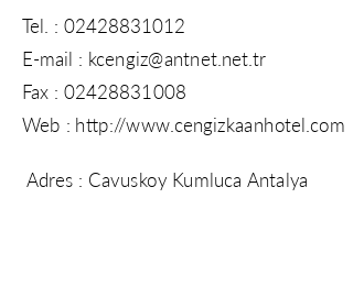Grand Cengiz Kaan Hotel iletiim bilgileri