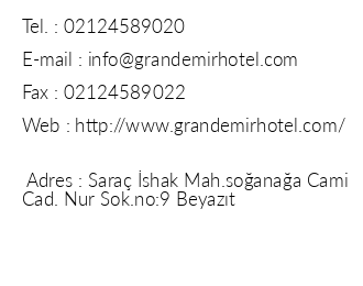 Grand Emir Hotel iletiim bilgileri