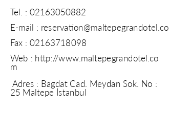 Grand Hotel Maltepe Superior iletiim bilgileri