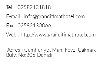 Grand timat Otel iletiim bilgileri