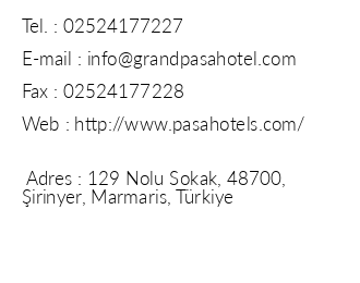 Grand Pasa Hotel iletiim bilgileri