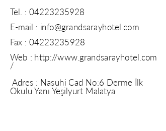 Grand Saray Otel iletiim bilgileri