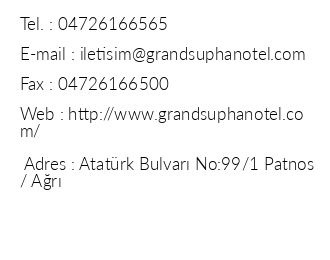 Grand Sphan Hotel iletiim bilgileri
