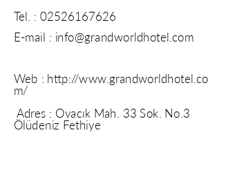 Grand World Hotel iletiim bilgileri