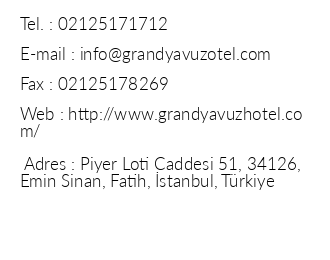 Grand Yavuz Hotel iletiim bilgileri