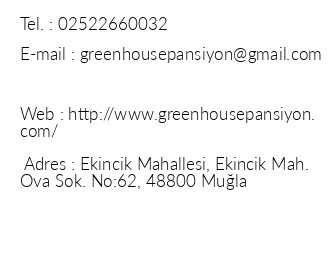 Green House Pansiyon Ekincik iletiim bilgileri