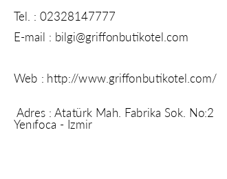 Griffon Butik Otel iletiim bilgileri