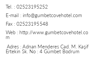 Gmbet Cove Hotel iletiim bilgileri