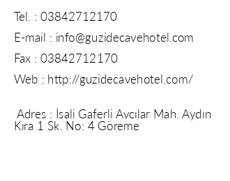 Gzide Cave Hotel iletiim bilgileri