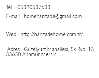Hanzade Home iletiim bilgileri