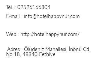 Happy Nur Hotel iletiim bilgileri