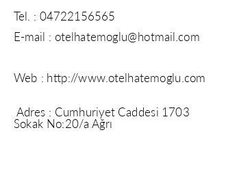 Hatemolu Otel iletiim bilgileri