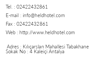 Held Hotel iletiim bilgileri