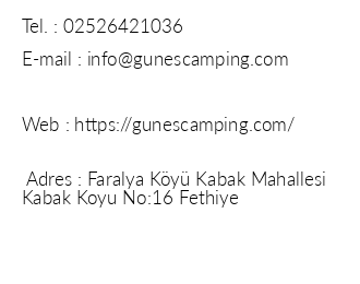 Helios Gne Camping Kabak iletiim bilgileri