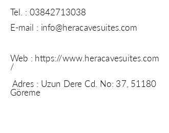 Hera Cave Suites iletiim bilgileri