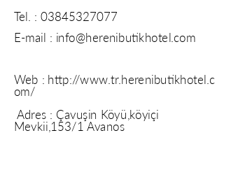 Hereni Butik Hotel iletiim bilgileri